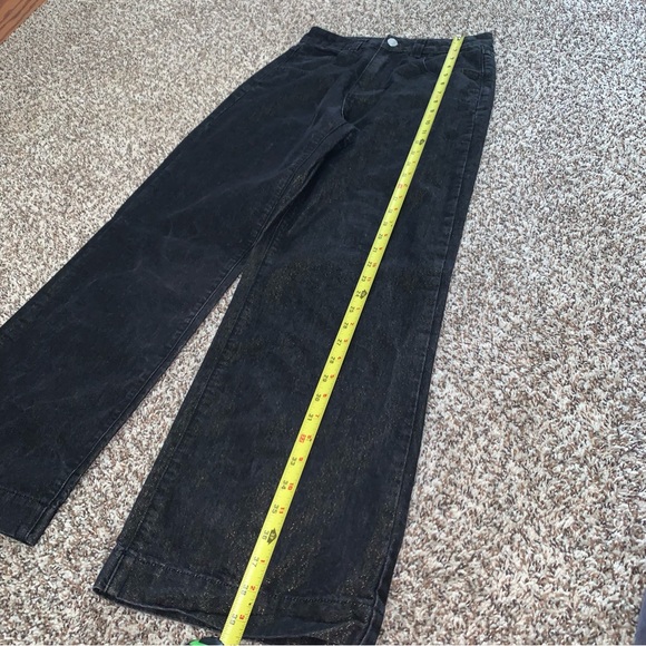 Classic Black Women's Jeans, Sparkly Gold Hue Throughout, 28” Waist - Picture 5 of 8